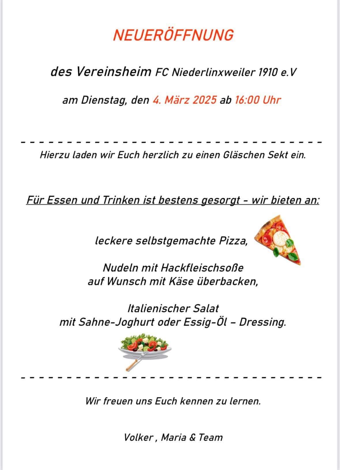 Plakat Neueröffnung Clubhaus